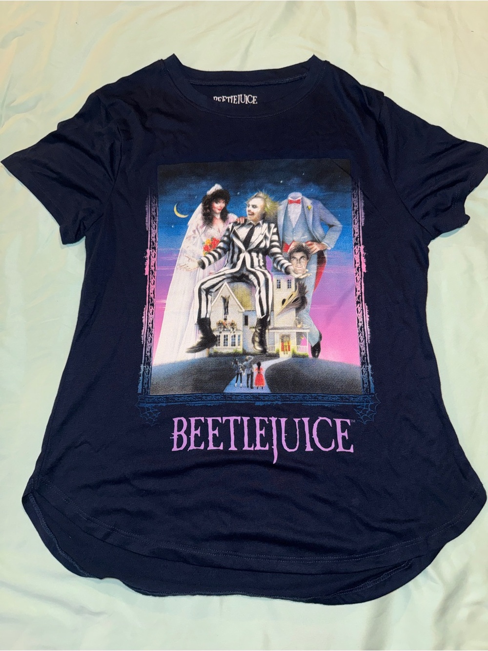 Beetlejuice Graphic Tee - Navy Short Sleeve Women’s Top